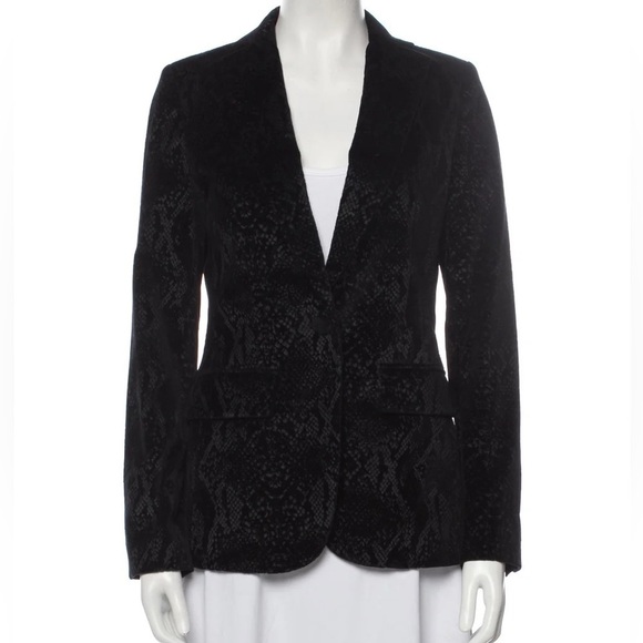 Frame Velvet Python Classic Blazer Black/Noir - Picture 1 of 16
